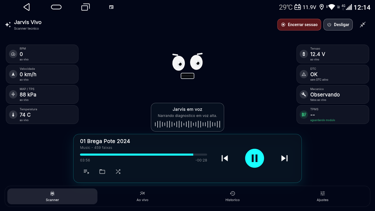 Jarvis Vivo em operação real com dados do scanner